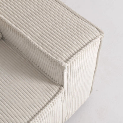 Beige & Grey Corduroy Sofa Bed with Adjustable Backrest and Spring Coil Support - House Comfort