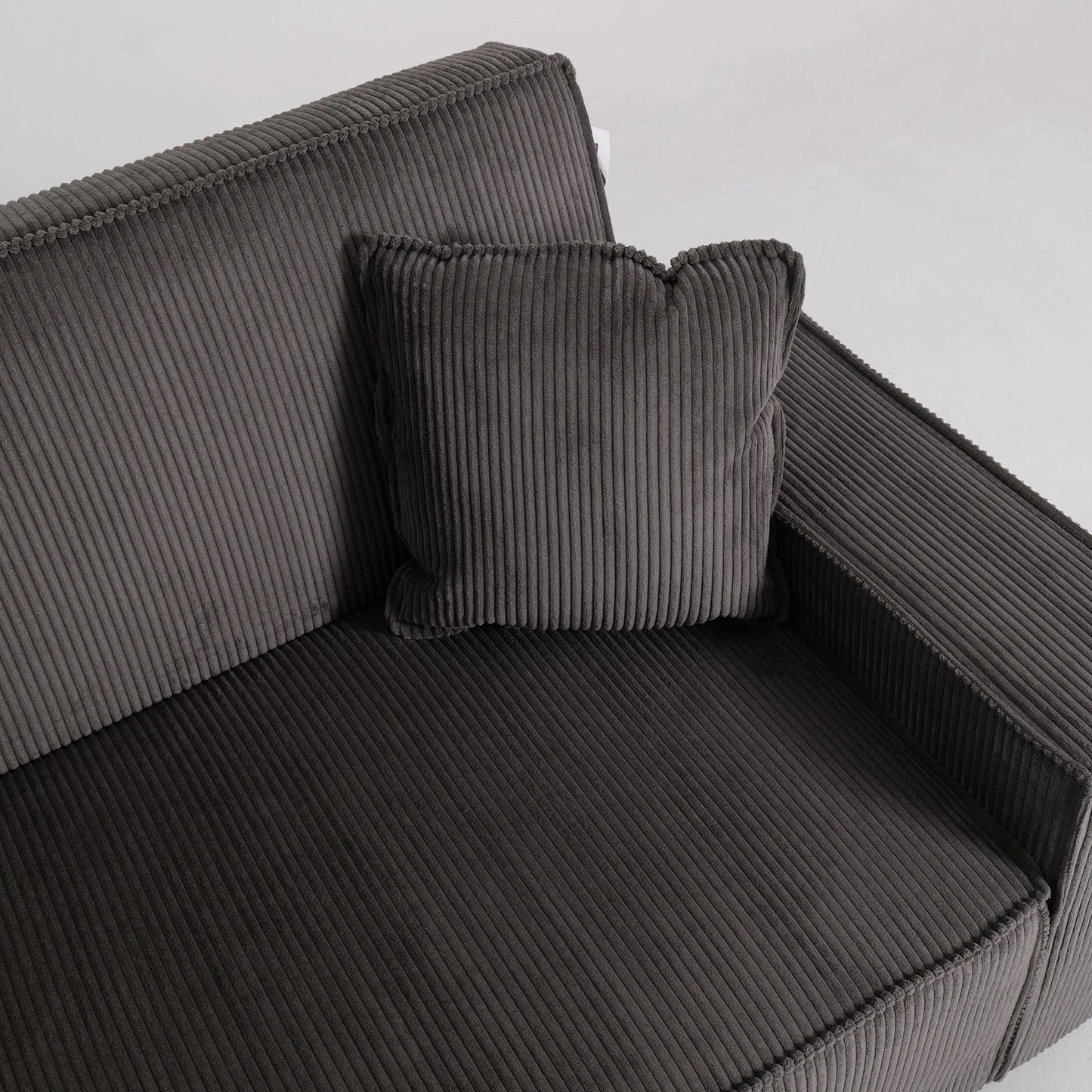 Beige & Grey Corduroy Sofa Bed with Adjustable Backrest and Spring Coil Support - House Comfort