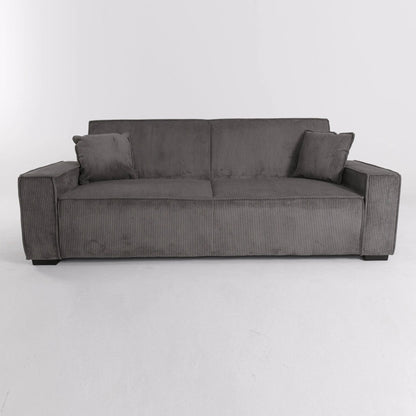 Beige & Grey Corduroy Sofa Bed with Adjustable Backrest and Spring Coil Support - House Comfort