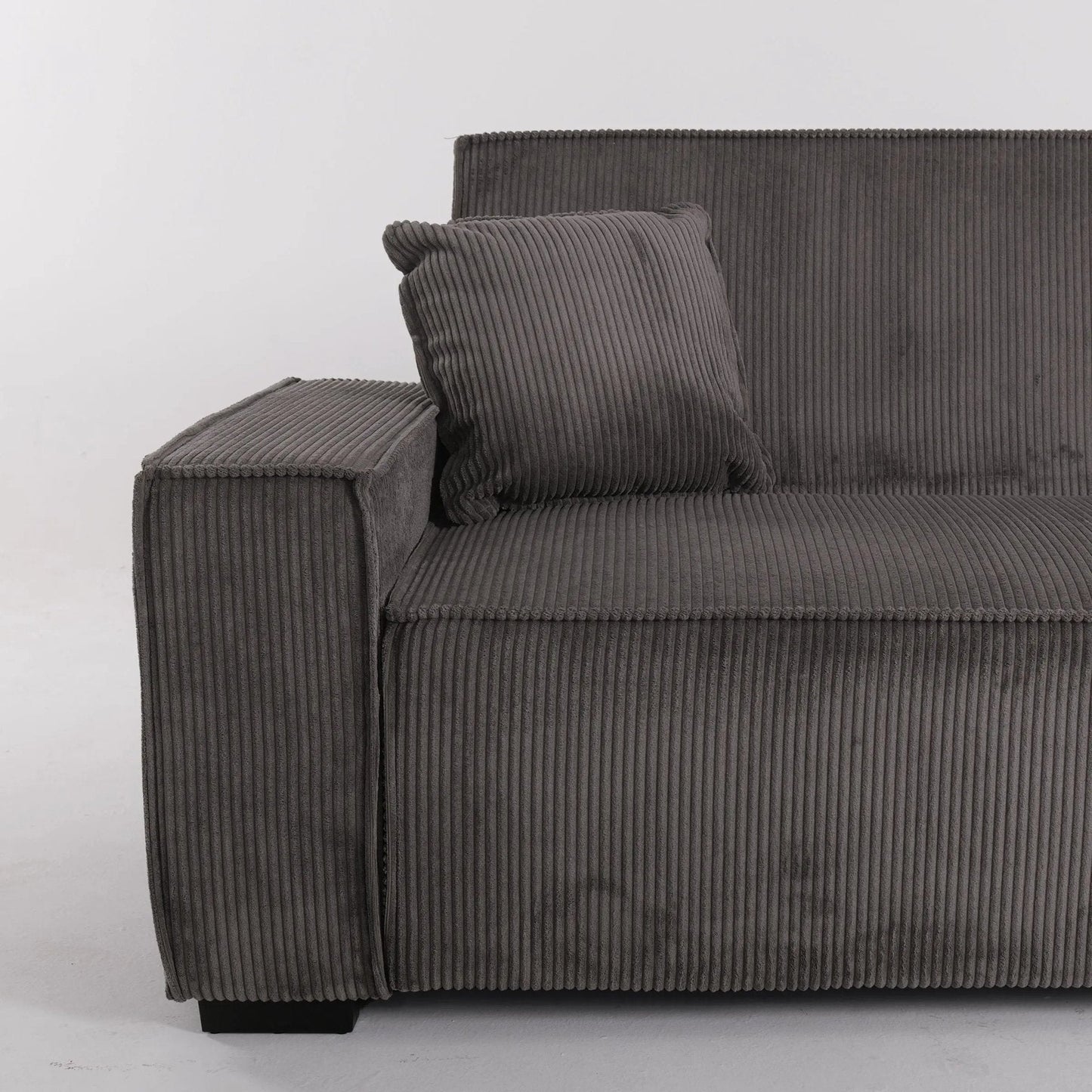 Beige & Grey Corduroy Sofa Bed with Adjustable Backrest and Spring Coil Support - House Comfort