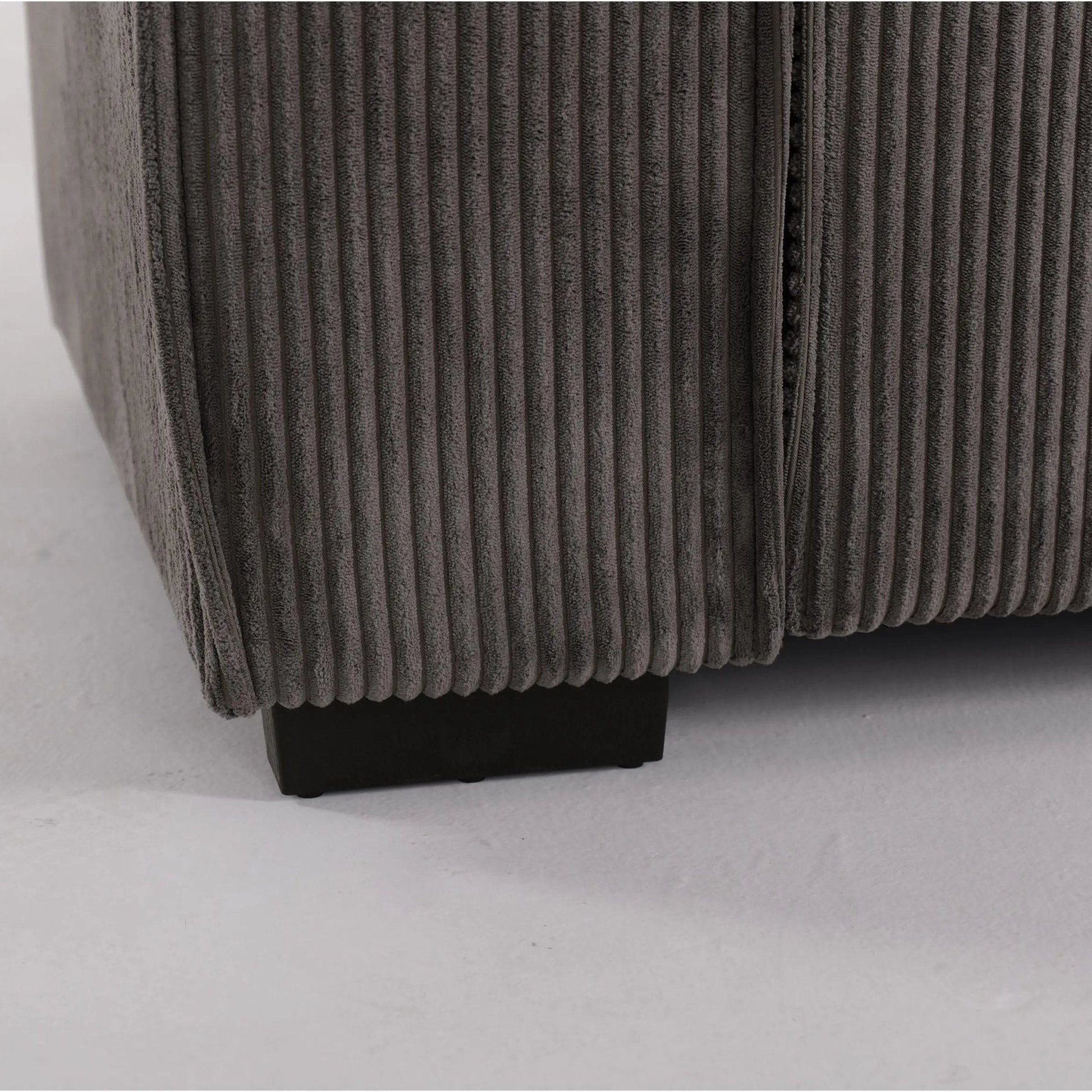 Beige & Grey Corduroy Sofa Bed with Adjustable Backrest and Spring Coil Support - House Comfort