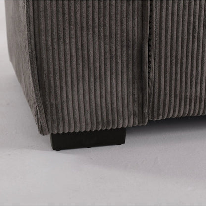 Beige & Grey Corduroy Sofa Bed with Adjustable Backrest and Spring Coil Support - House Comfort