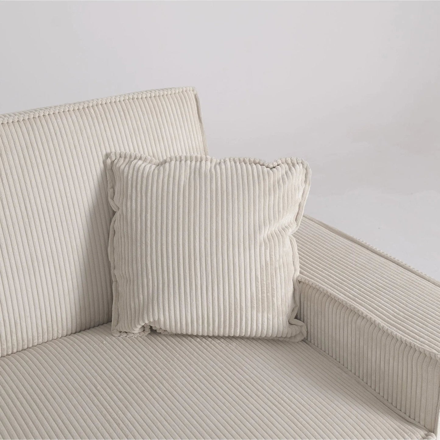 Beige & Grey Corduroy Sofa Bed with Adjustable Backrest and Spring Coil Support - House Comfort