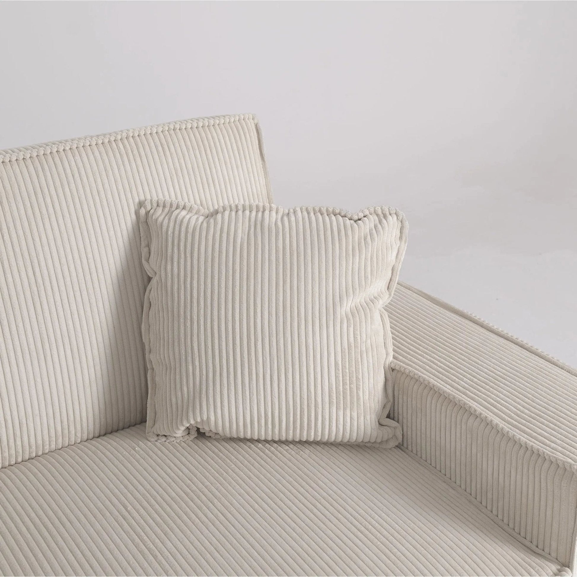 Beige & Grey Corduroy Sofa Bed with Adjustable Backrest and Spring Coil Support - House Comfort