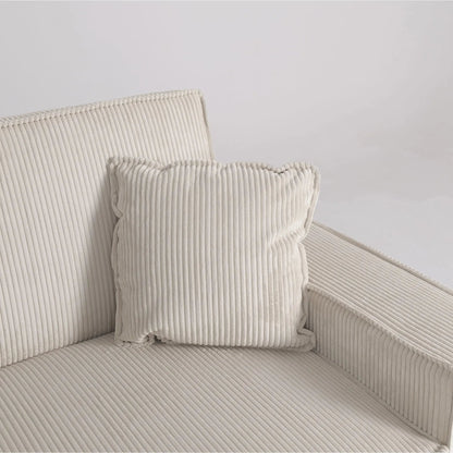 Beige & Grey Corduroy Sofa Bed with Adjustable Backrest and Spring Coil Support - House Comfort