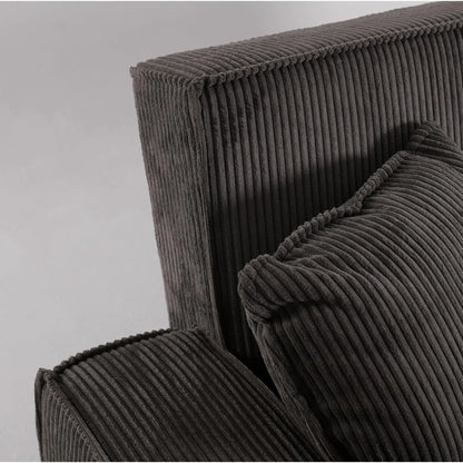 Beige & Grey Corduroy Sofa Bed with Adjustable Backrest and Spring Coil Support - House Comfort