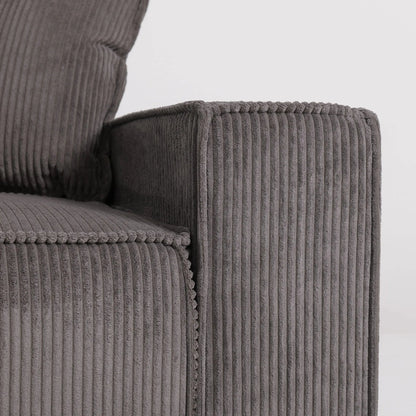 Beige & Grey Corduroy Sofa Bed with Adjustable Backrest and Spring Coil Support - House Comfort