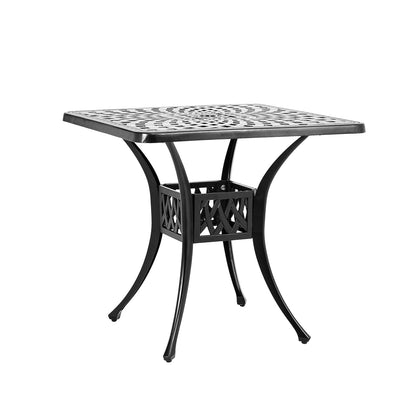 Black 2.6ft Cast Aluminium Square Garden Dining Table for Outdoors - House Comfort