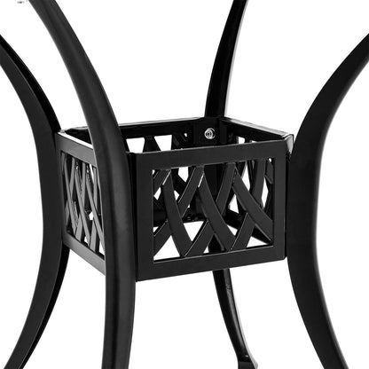 Black 2.6ft Cast Aluminium Square Garden Dining Table for Outdoors - House Comfort