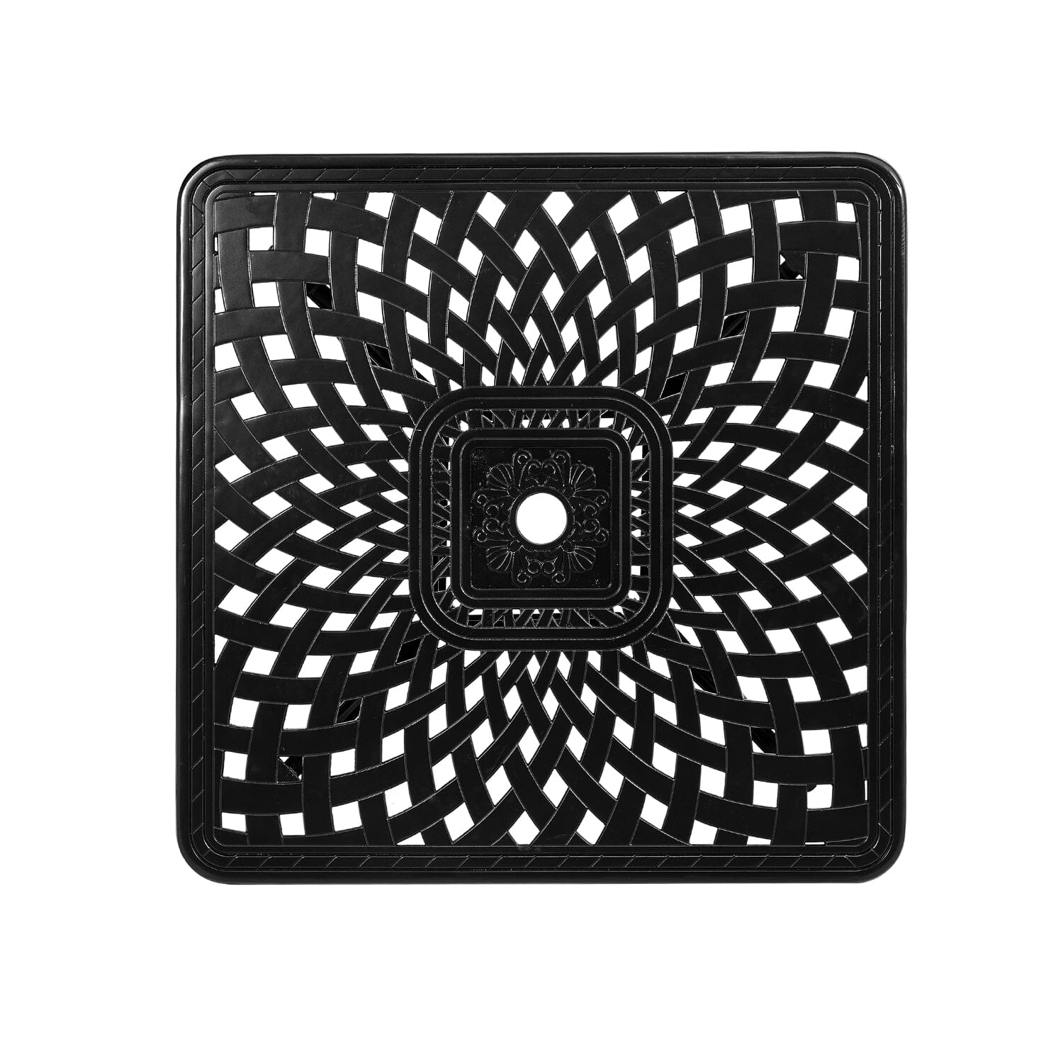 Black 2.6ft Cast Aluminium Square Garden Dining Table for Outdoors - House Comfort