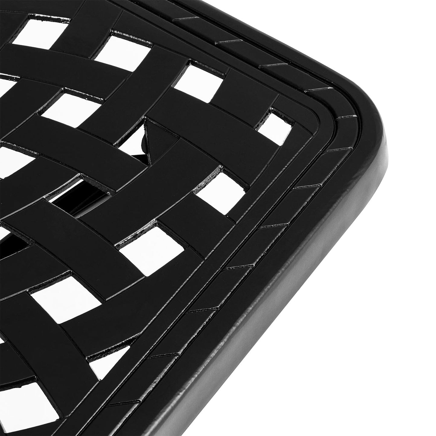 Black 2.6ft Cast Aluminium Square Garden Dining Table for Outdoors - House Comfort