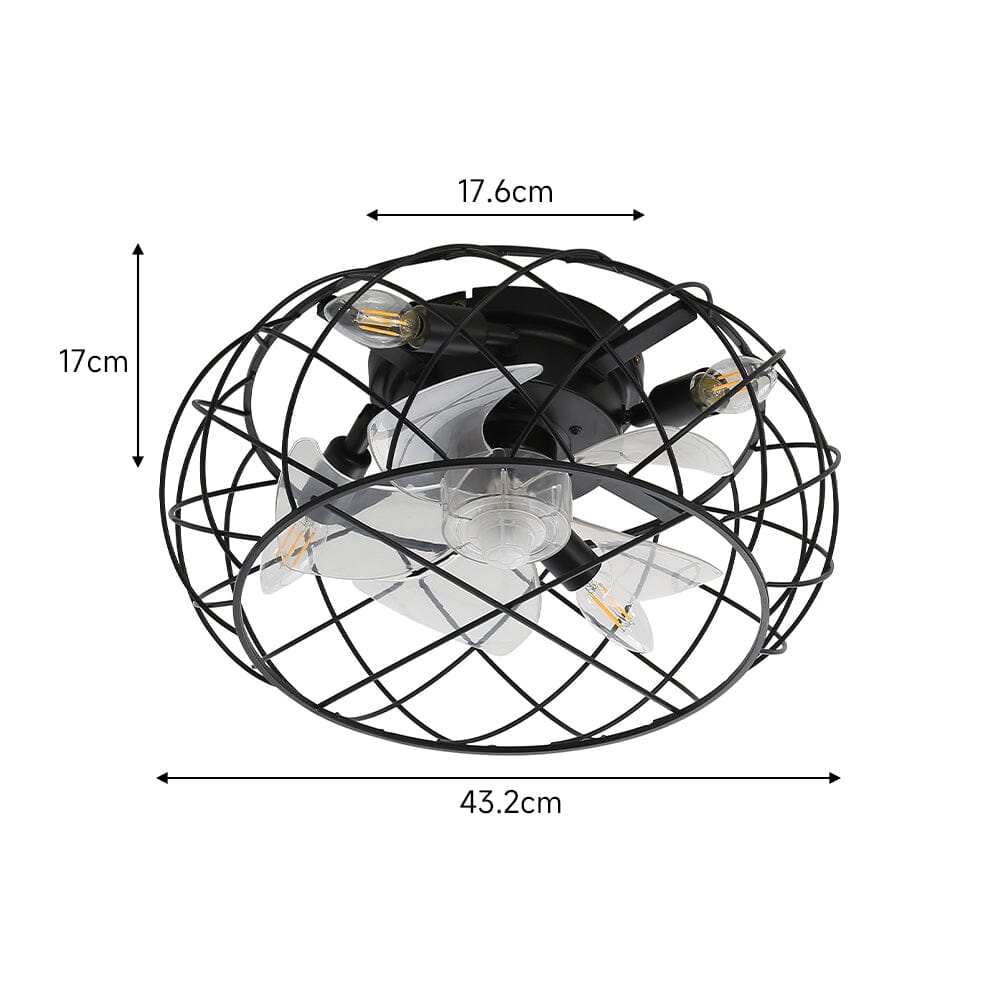 Black Cage Ceiling Fan Light - House Comfort
