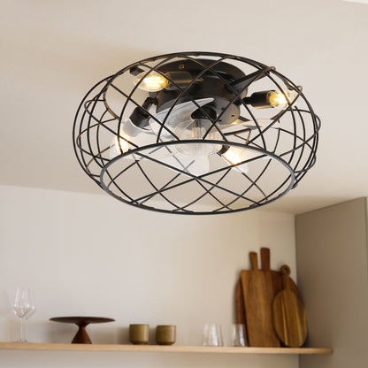 Black Cage Ceiling Fan Light - House Comfort