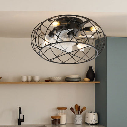 Black Cage Ceiling Fan Light - House Comfort