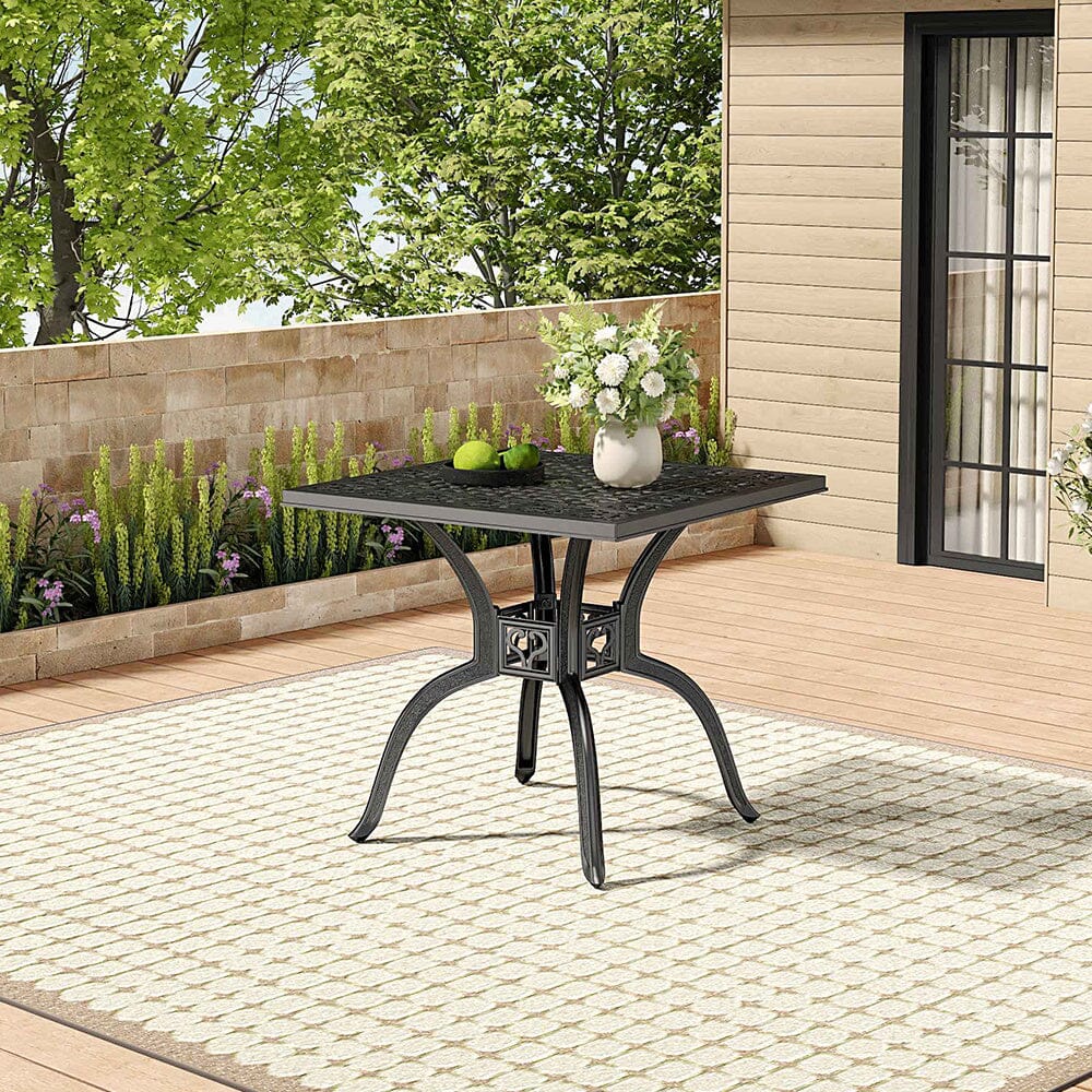 Black Cast Aluminium Square Outdoor Dining Table - House Comfort