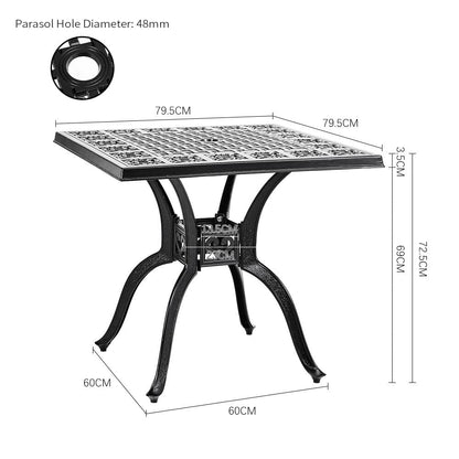 Black Cast Aluminium Square Outdoor Dining Table - House Comfort