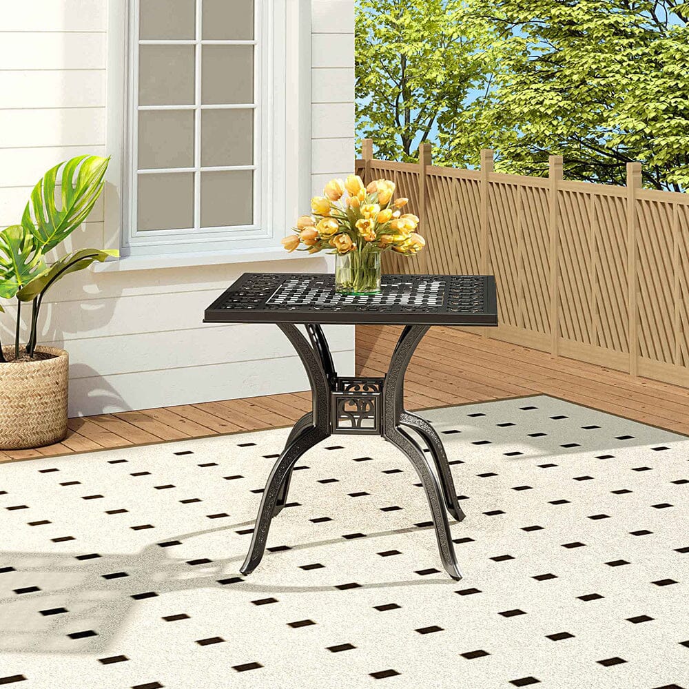 Black Cast Aluminium Square Outdoor Dining Table - House Comfort