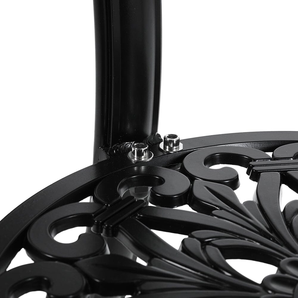 Black Cast Aluminum Round Patio Dining Table with Umbrella Hole - House Comfort