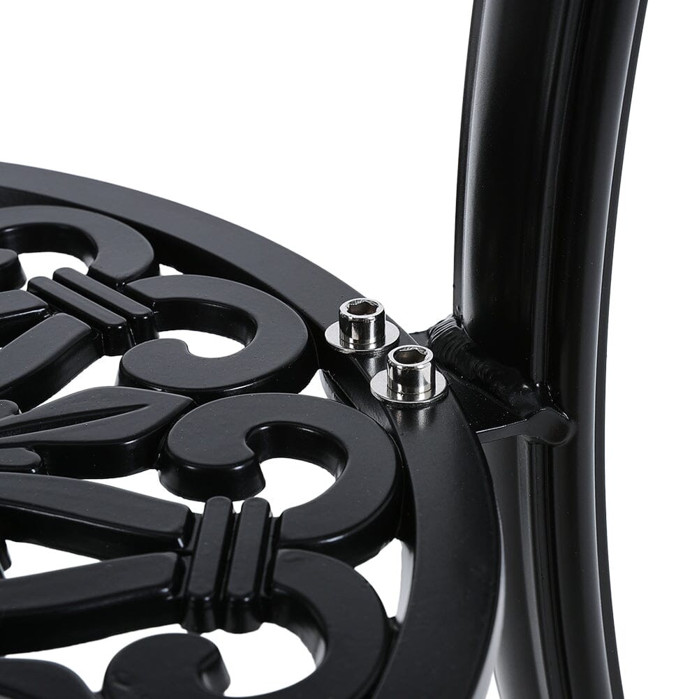 Black Cast Aluminum Round Patio Dining Table with Umbrella Hole - House Comfort