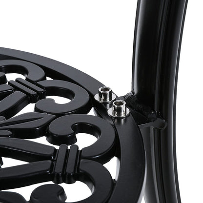 Black Cast Aluminum Round Patio Dining Table with Umbrella Hole - House Comfort