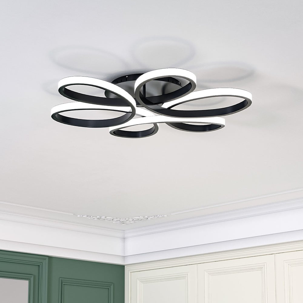 Black Frame Modern Dimmable/White LED Chandelier Ceiling Light - House Comfort