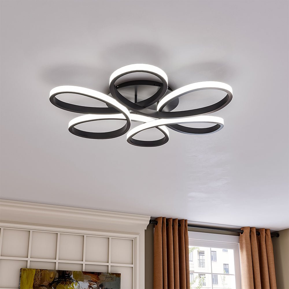 Black Frame Modern Dimmable/White LED Chandelier Ceiling Light - House Comfort