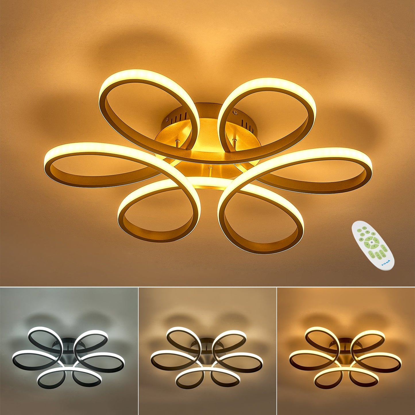 Black Frame Modern Dimmable/White LED Chandelier Ceiling Light - House Comfort