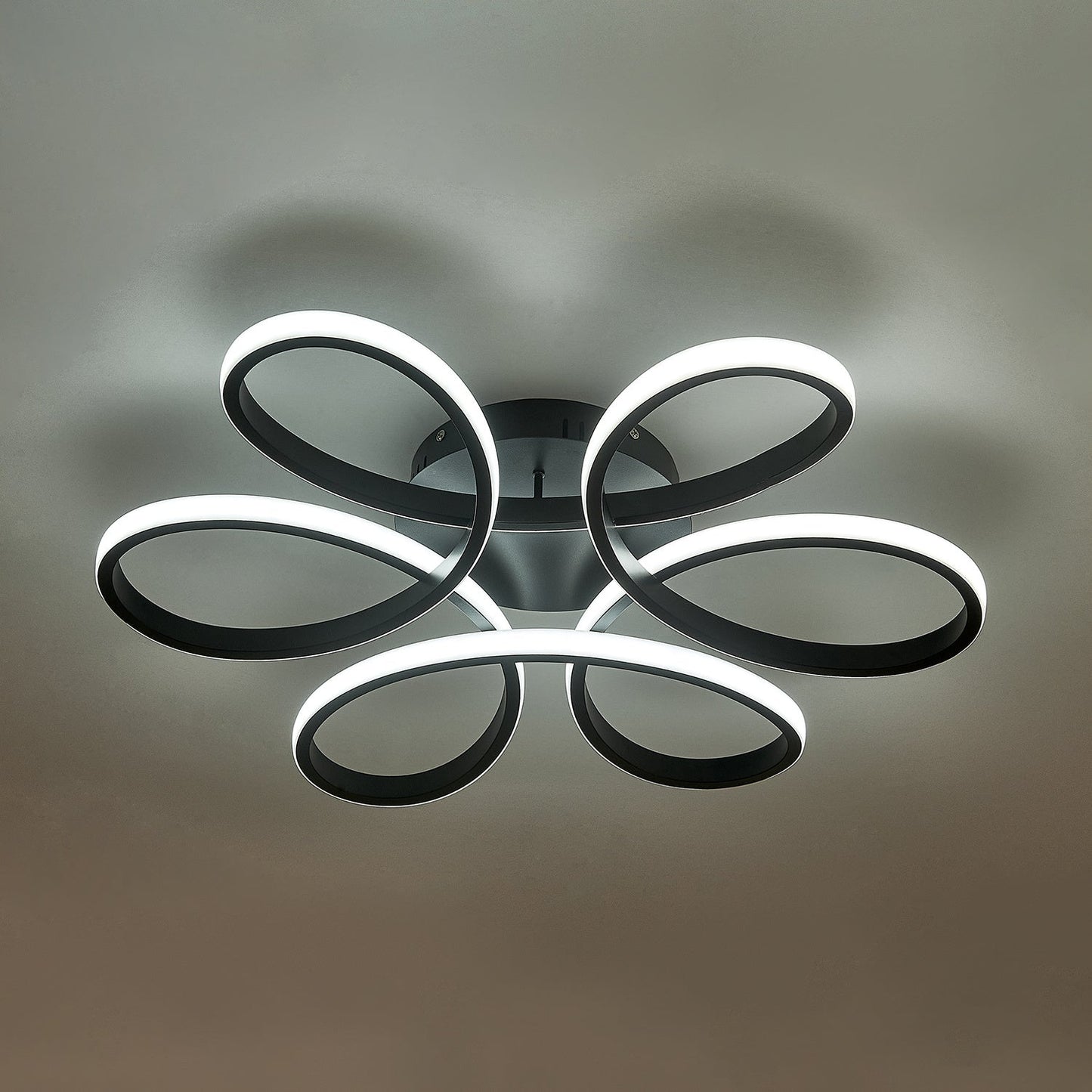 Black Frame Modern Dimmable/White LED Chandelier Ceiling Light - House Comfort