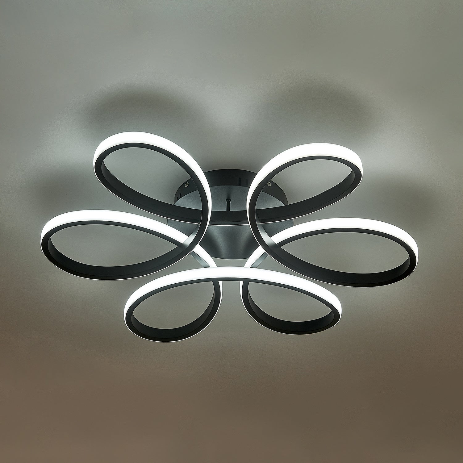 Black Frame Modern Dimmable/White LED Chandelier Ceiling Light - House Comfort