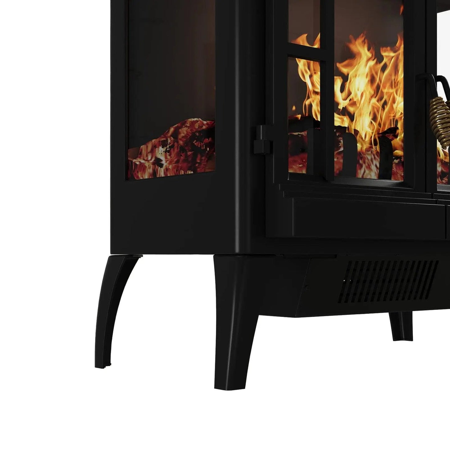 Black Freestanding Electric Fireplace Heater with Adjustable Flame Brightness - House Comfort