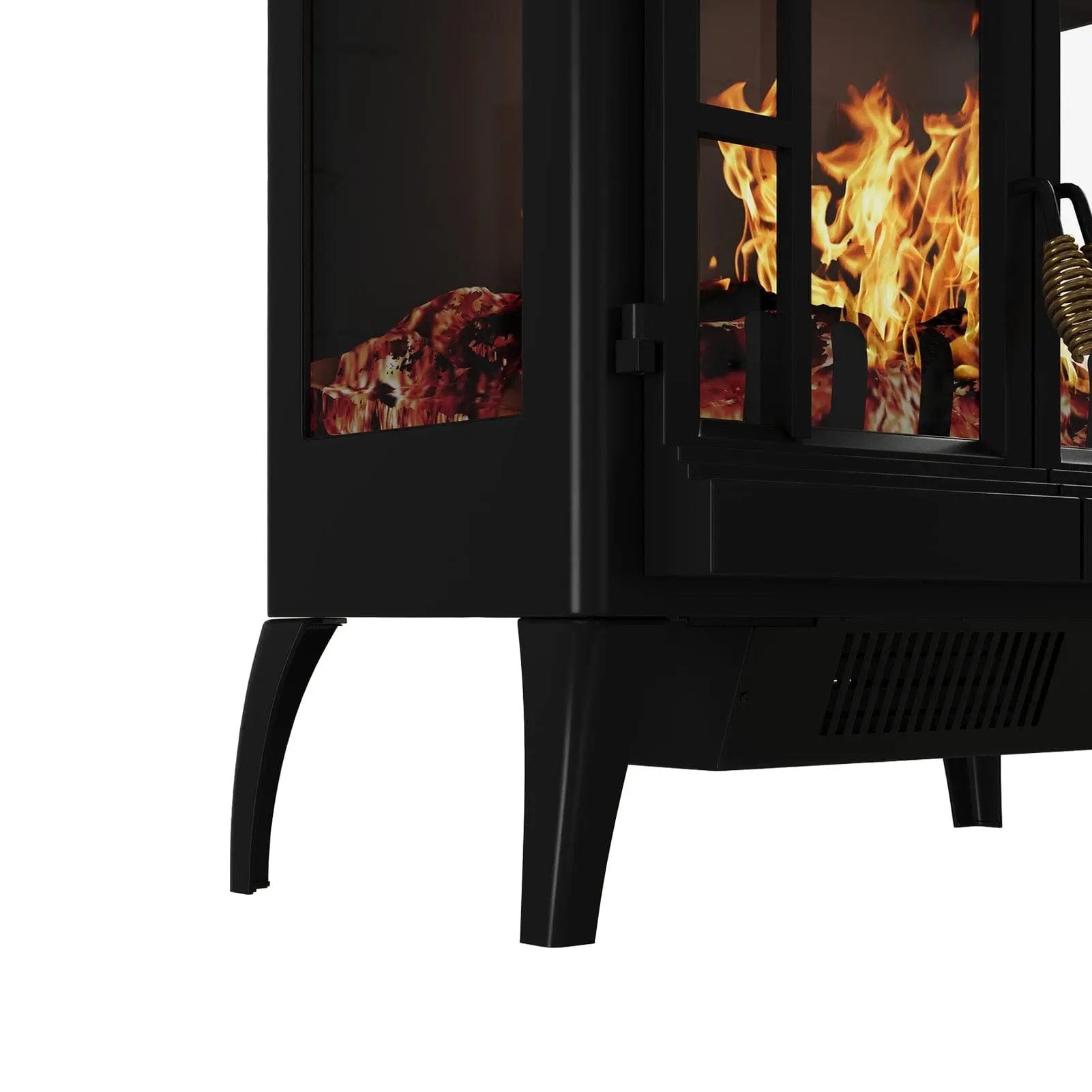 Black Freestanding Electric Fireplace Heater with Adjustable Flame Brightness - House Comfort