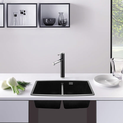 Black High - quality Equal Double Bowl Undermount Kitchen Sink - House Comfort