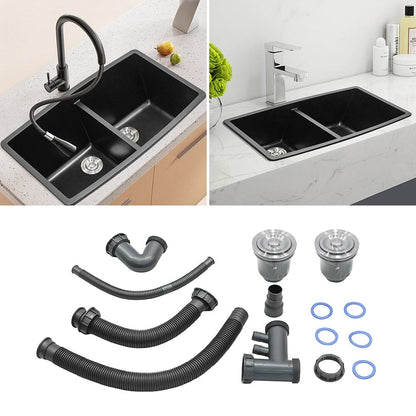 Black High - quality Equal Double Bowl Undermount Kitchen Sink - House Comfort