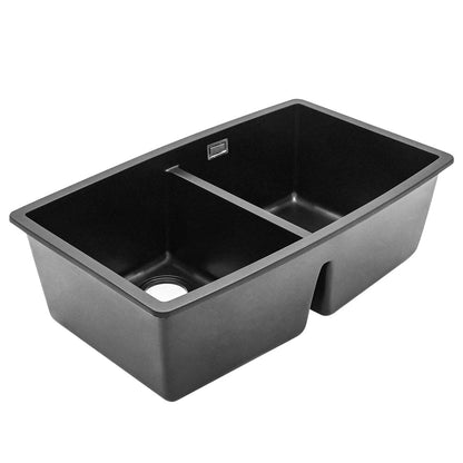 Black High - quality Equal Double Bowl Undermount Kitchen Sink - House Comfort