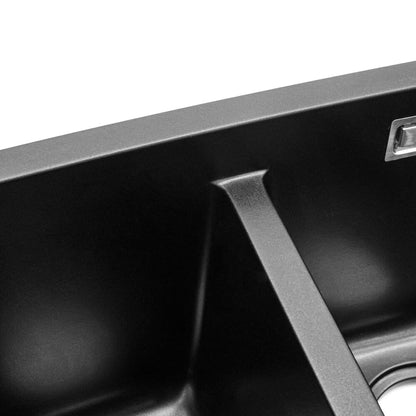 Black High - quality Equal Double Bowl Undermount Kitchen Sink - House Comfort