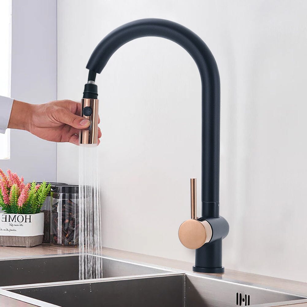 Black Pull Out Single Lever Mono Tap with 2 Jet Options - House Comfort