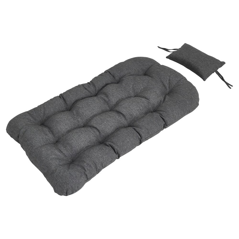 Black Rattan Patio Swing Chairs with Stand and Cushion - House Comfort