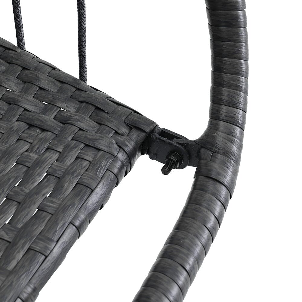 Black Rattan Patio Swing Chairs with Stand and Cushion - House Comfort