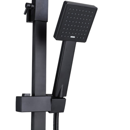 Black Stainless Steel Adjustable 200mm Rain Shower Head Set with Hand held - House Comfort