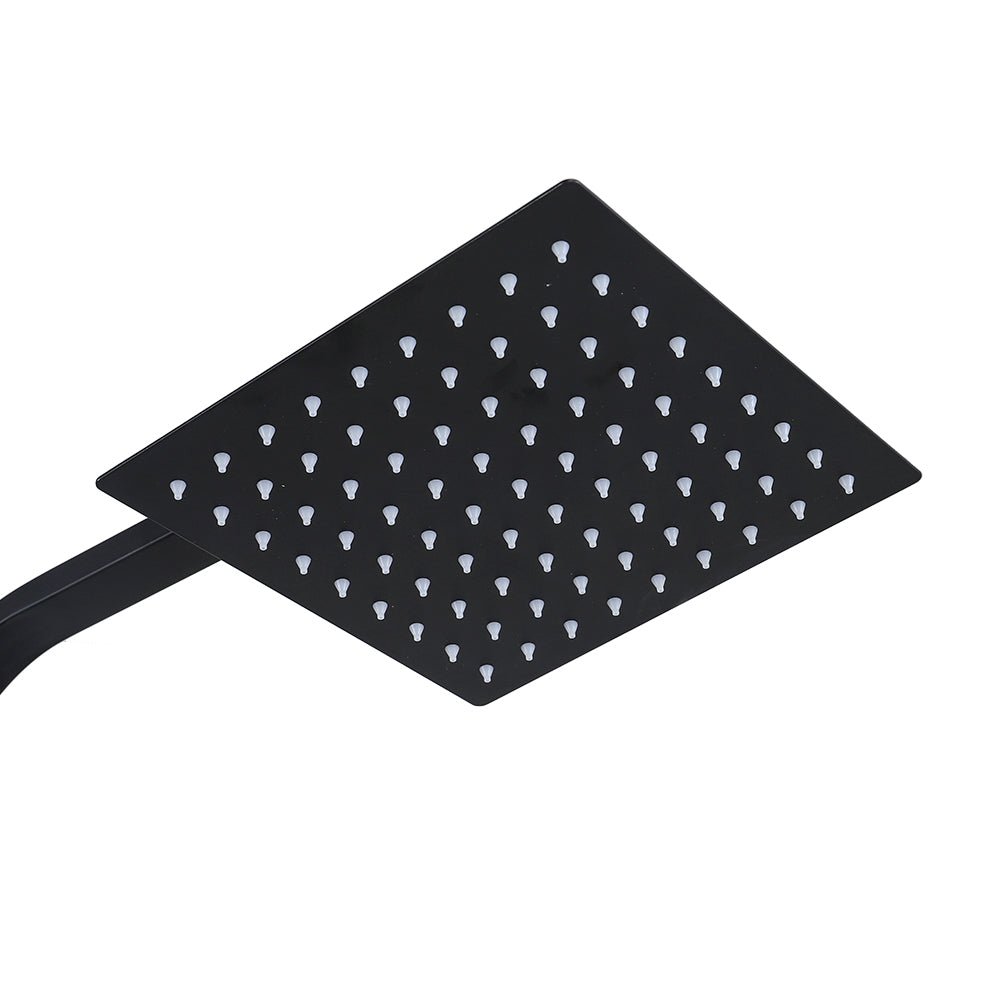 Black Stainless Steel Adjustable 200mm Rain Shower Head Set with Hand held - House Comfort