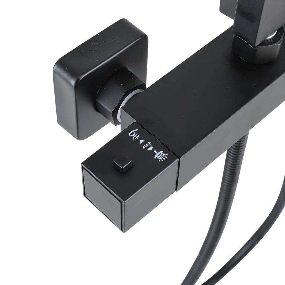 Black Stainless Steel Adjustable 200mm Rain Shower Head Set with Hand held - House Comfort