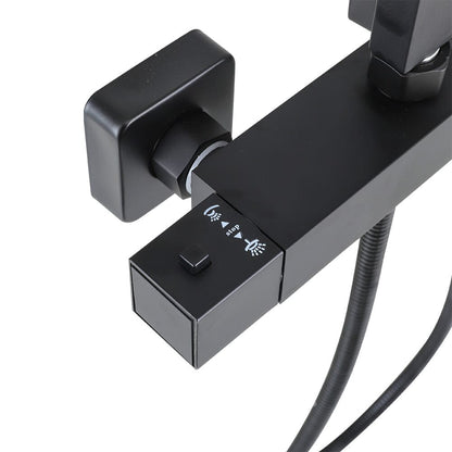 Black Stainless Steel Adjustable 200mm Rain Shower Head Set with Hand held - House Comfort