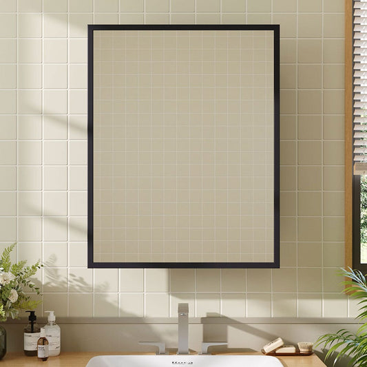 Black Wall - Mount Rectangular Bathroom Storage Mirror Cabinet, DM0923 - House Comfort