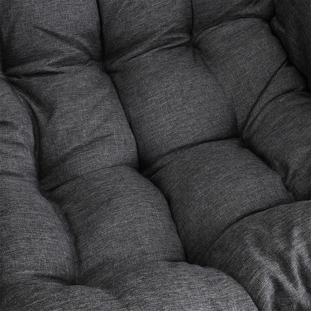 Black Wicker Rattan Swing Basket Chair with Soft Cushion - House Comfort