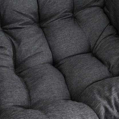 Black Wicker Rattan Swing Basket Chair with Soft Cushion - House Comfort