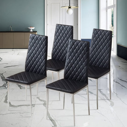 Black/Grey/Beige PVC High Back Modern Dining Chairs Set of 2 / 4 - House Comfort