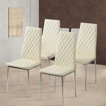 Black/Grey/Beige PVC High Back Modern Dining Chairs Set of 2 / 4 - House Comfort