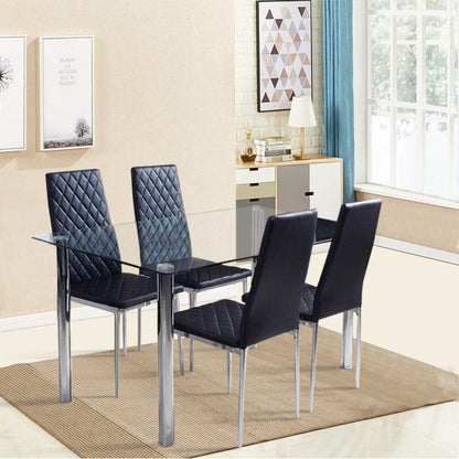 Black/Grey/Beige PVC High Back Modern Dining Chairs Set of 2 / 4 - House Comfort