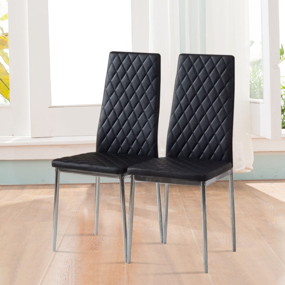 Black/Grey/Beige PVC High Back Modern Dining Chairs Set of 2 / 4 - House Comfort