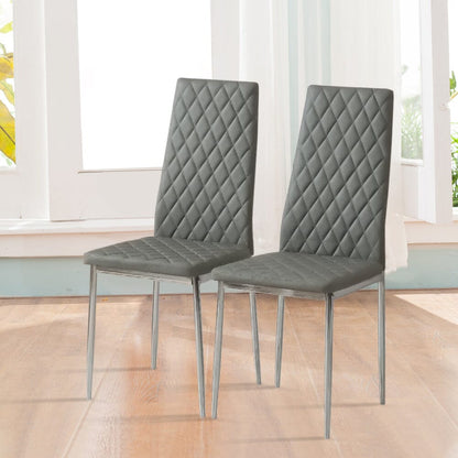 Black/Grey/Beige PVC High Back Modern Dining Chairs Set of 2 / 4 - House Comfort
